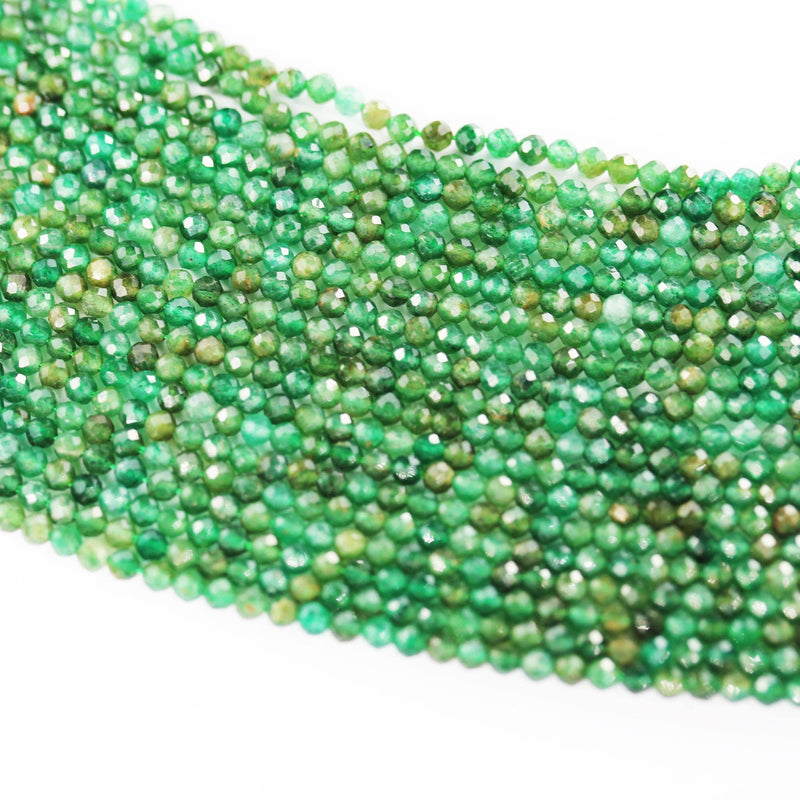 Natural Green Jade, 3mm faceted round gemstone strand, one full strand, about 110 beads , 0.6mm hole