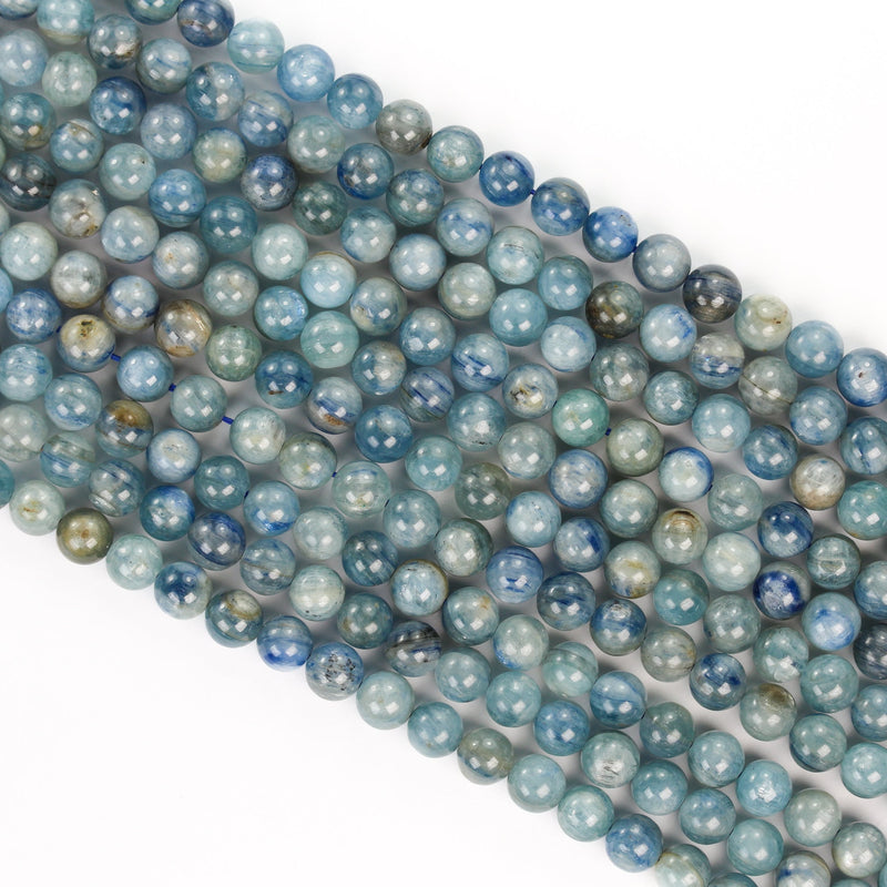 6.5mm Natural Kyanite, Full Strand Blue Round Gemstone Strand, 16 Inch, About 60 Beads, 1mm Hole