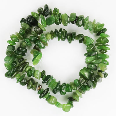 Russian Jade, 6*8mm nugget shape gemstone chips, one full strand  hole 1mm, 16", 1mm hole