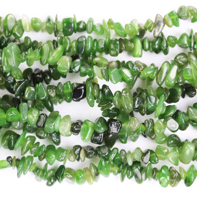 Russian Jade, 6*8mm nugget shape gemstone chips, one full strand  hole 1mm, 16", 1mm hole