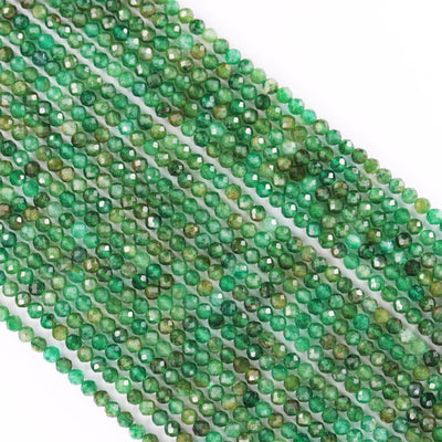 Natural Green Jade, 3mm faceted round gemstone strand, one full strand, about 110 beads , 0.6mm hole