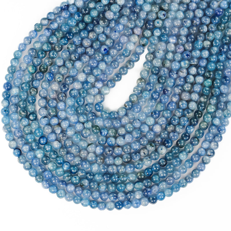 4.5mm Natural Kyanite, Full Strand Blue Round Gemstone Strand, 16 Inch, About 90 Beads, 0.8mm Hole