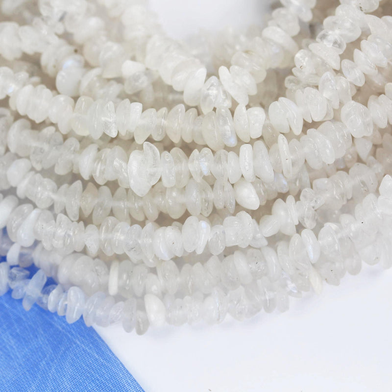 Natural Moonstone with Blue Flash, 6-8mm Nugget Chip Shape Gemstone Strand, 15.5inch, hole 1mm