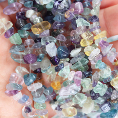 Fluorite, 6-8mm natural gemstone nugget chips gemstone, hole 1mm, 15.5inch