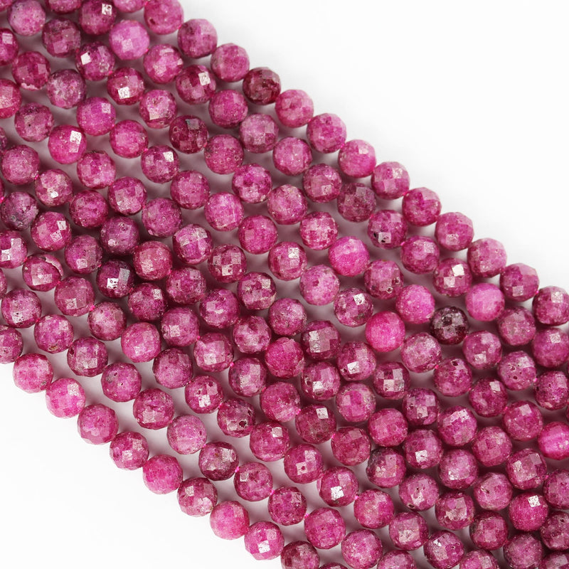 Natural Ruby, 6mm faceted round natural gemstone beads, 15.5 inch , 1mm hole, about 65 beads