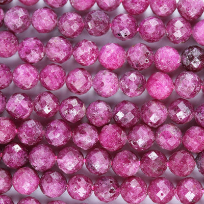 Natural Ruby, 6mm faceted round natural gemstone beads, 15.5 inch , 1mm hole, about 65 beads