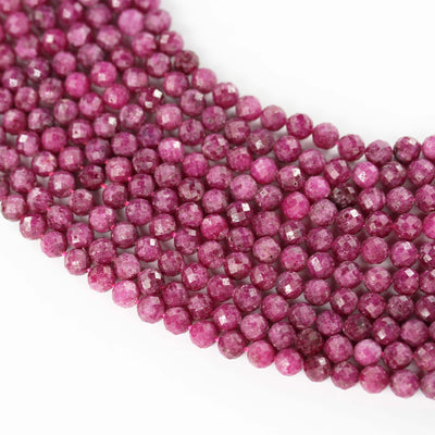 Natural Ruby, 6mm faceted round natural gemstone beads, 15.5 inch , 1mm hole, about 65 beads