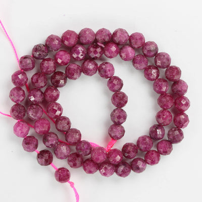 Natural Ruby, 6mm faceted round natural gemstone beads, 15.5 inch , 1mm hole, about 65 beads