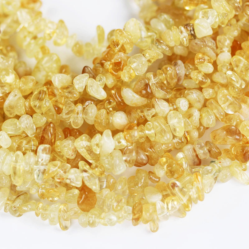 Citrine,  8*6mm chips gemstone strand, center drilled natural shape, 1mm hole, 16" strand