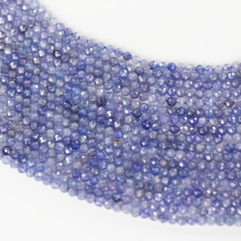 Natural Tanzanite, 2.5 mm faceted round gemstone strand, 15.5inch , about 130 beads , 0.6mm hole