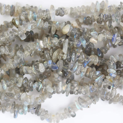 Natural Labradorite,  6-8mm natural gemstone chips, one full strand hole 1mm, 16"