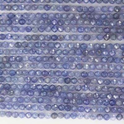 Natural Tanzanite, 2.5 mm faceted round gemstone strand, 15.5inch , about 130 beads , 0.6mm hole