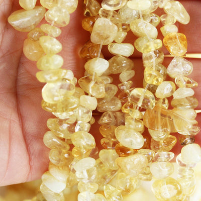 Citrine,  8*6mm chips gemstone strand, center drilled natural shape, 1mm hole, 16" strand