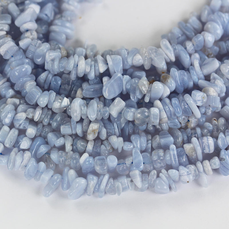 Blue Lace Agate, 6-8mm natural nugget chip shape gemstone bead, 15.5 inch, 1mm hole