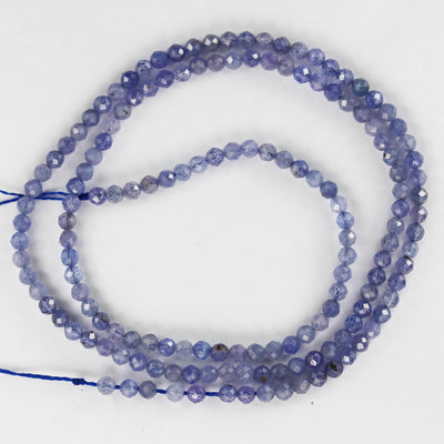 Natural Tanzanite, 2.5 mm faceted round gemstone strand, 15.5inch , about 130 beads , 0.6mm hole