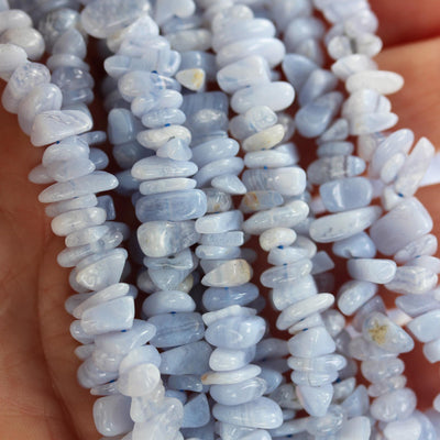 Blue Lace Agate, 6-8mm natural nugget chip shape gemstone bead, 15.5 inch, 1mm hole