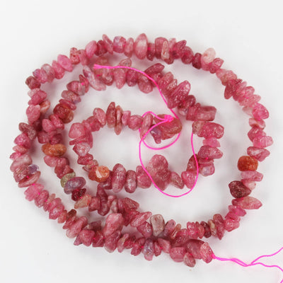 Pink tourmaline , 4-6mm nugget , one full strand natural nugget chip shape gemstone beads, 16", 0.6mm hole