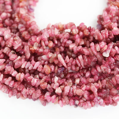 Pink tourmaline , 4-6mm nugget , one full strand natural nugget chip shape gemstone beads, 16", 0.6mm hole