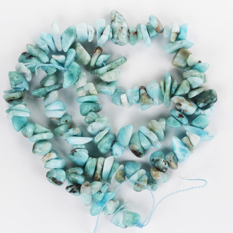 Natural Larimar, 6-8mm natural nugget shape gemstone chips, one full strand , 16 inch , 1mm hole