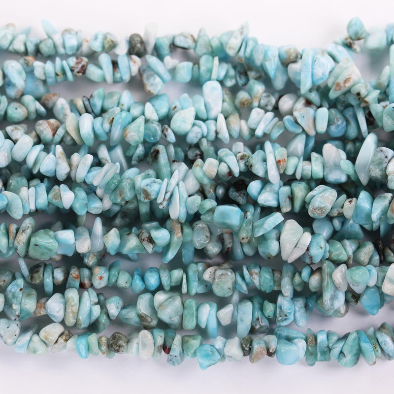 Natural Larimar, 6-8mm natural nugget shape gemstone chips, one full strand , 16 inch , 1mm hole