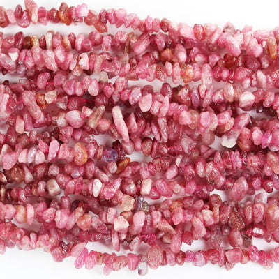 Pink tourmaline , 4-6mm nugget , one full strand natural nugget chip shape gemstone beads, 16", 0.6mm hole