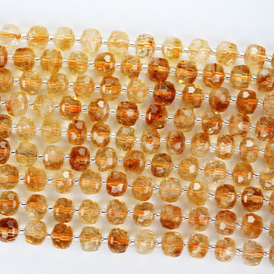 Natural Citrine, 6*8mm faceted rondelle gemstone strand, 7.5 inch , about 25 beads, hole 1mm