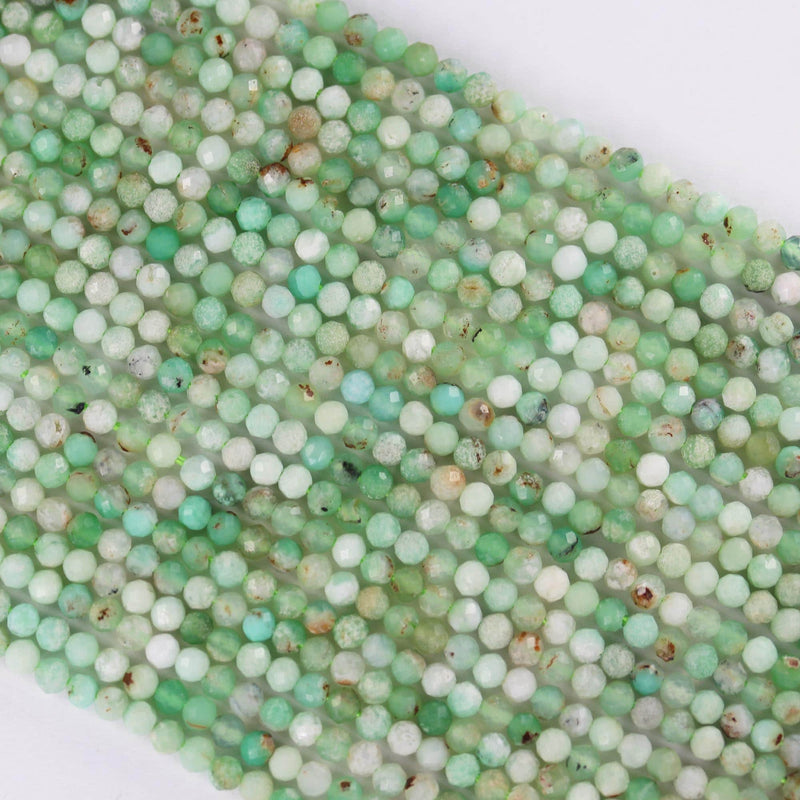 Natural Australia Chrysoprase, 3mm faceted round gemstone beads, 15.5", about 100 beads, 0.6mm hole