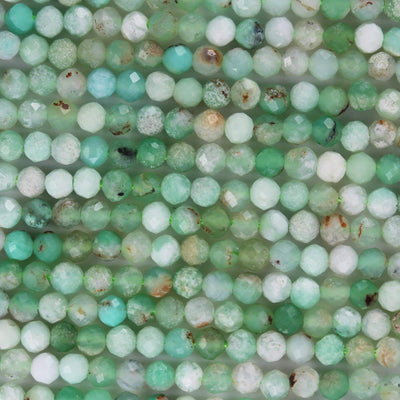 Natural Australia Chrysoprase, 3mm faceted round gemstone beads, 15.5", about 100 beads, 0.6mm hole