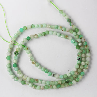 Natural Australia Chrysoprase, 3mm faceted round gemstone beads, 15.5", about 100 beads, 0.6mm hole