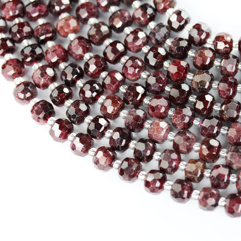 Natural Faceted Garnet, 6*8mm faceted rondelle gemstone strand, 7.5 inch , about 23 beads, hole 1mm