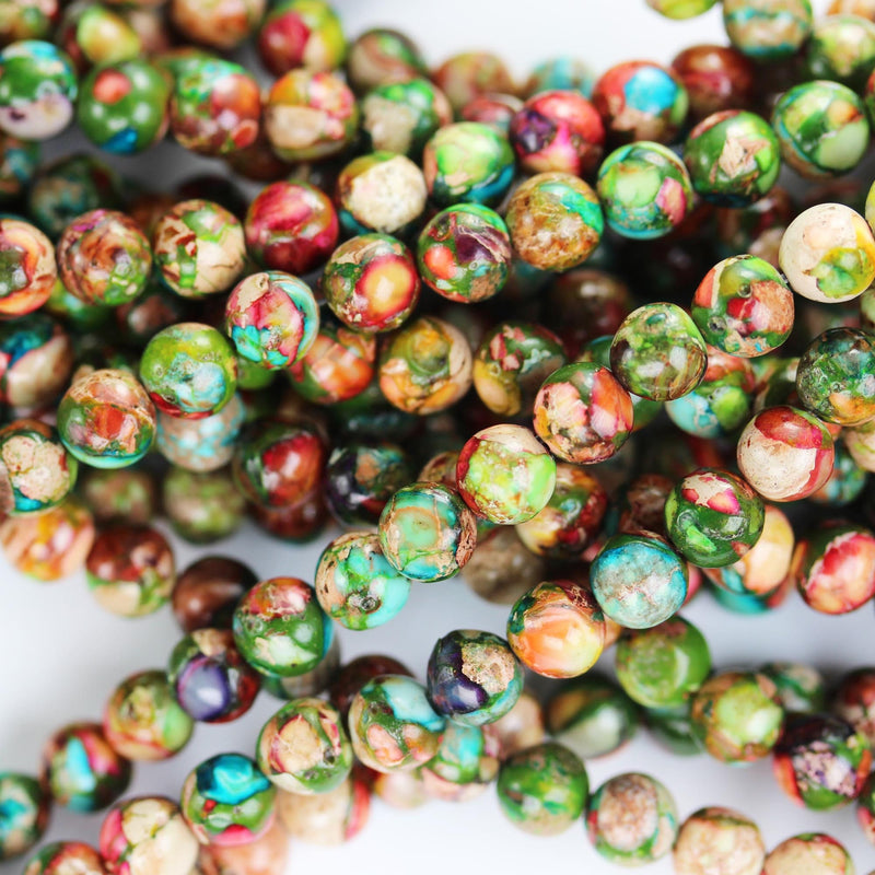 Multicolored Impression Jasper, 6mm round jasper gemstone, one full strand beads, 16inch, about 60 beads, 1mm hole