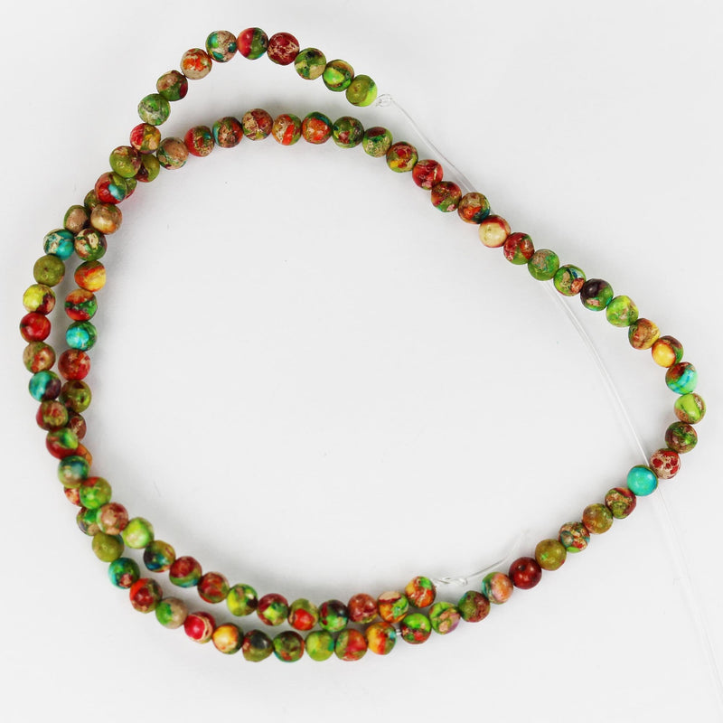 Multicolored impression jasper, 4mm round blue jasper gemstone, one full strand beads, 16inch, about 90 beads, 1mm hole