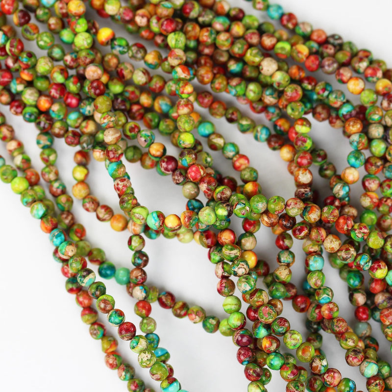 Multicolored Impression Jasper, 6mm round jasper gemstone, one full strand beads, 16inch, about 60 beads, 1mm hole