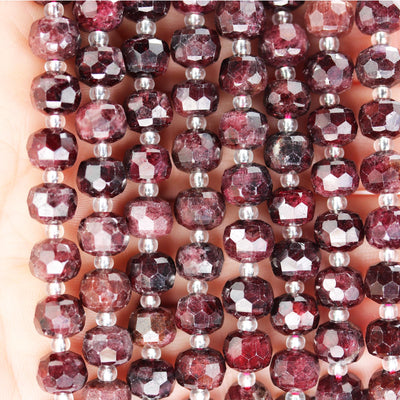 Natural Faceted Garnet, 6*8mm faceted rondelle gemstone strand, 7.5 inch , about 23 beads, hole 1mm