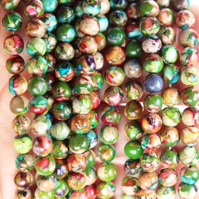 Multicolored Impression Jasper, 6mm round jasper gemstone, one full strand beads, 16inch, about 60 beads, 1mm hole