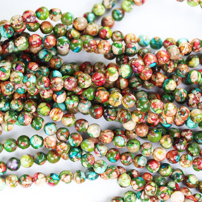 Multicolored Impression Jasper, 6mm round jasper gemstone, one full strand beads, 16inch, about 60 beads, 1mm hole