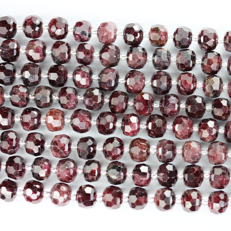 Natural Faceted Garnet, 6*8mm faceted rondelle gemstone strand, 7.5 inch , about 23 beads, hole 1mm