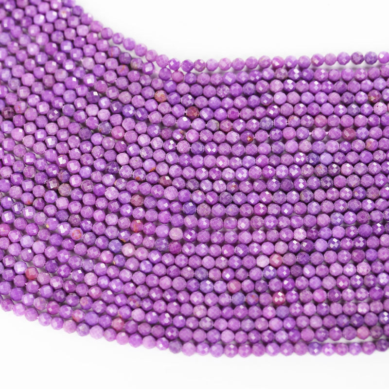 Natural Phosphosiderite, 3mm Purple Faceted Round Gemstone Strand, 15.5inch, about 120 beads, 0.6mm hole