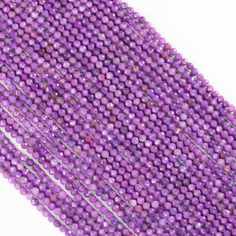 Natural Phosphosiderite, 3mm Purple Faceted Round Gemstone Strand, 15.5inch, about 120 beads, 0.6mm hole