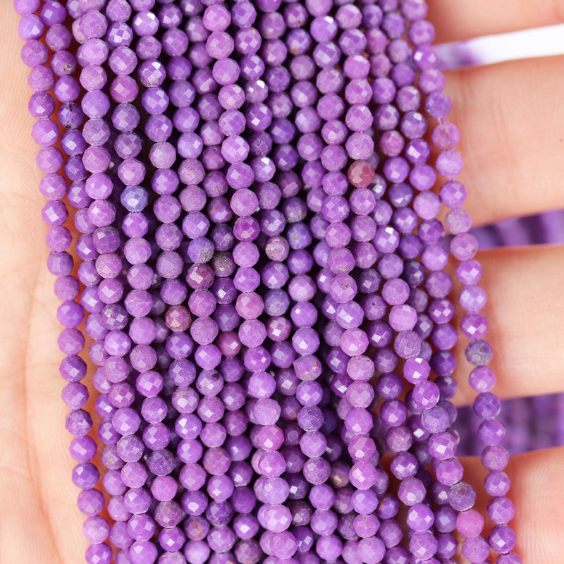 Natural Phosphosiderite, 3mm Purple Faceted Round Gemstone Strand, 15.5inch, about 120 beads, 0.6mm hole