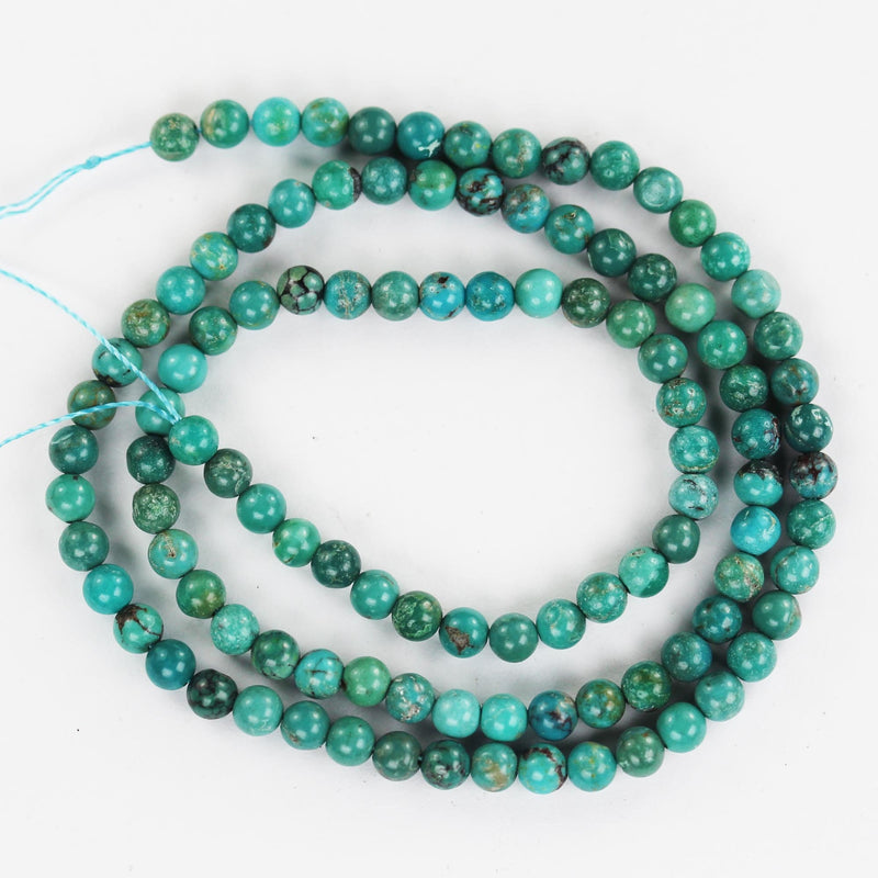 Natural turquoise, 3mm round  gemstone strand, 15.5inch, 0.6mm hole , Blue/Green/brown color