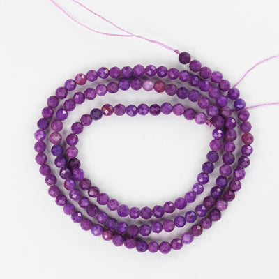 Natural Phosphosiderite, 3mm Purple Faceted Round Gemstone Strand, 15.5inch, about 120 beads, 0.6mm hole