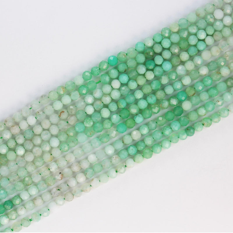 Natural australia chrysoprase 3mm faceted round gemstone beads,15.5", about100 beads, 0.6mm hole