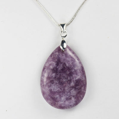 Lepidolite Teardrop Gemstone Pendant, center-drilled pendant, 35mm-25mm