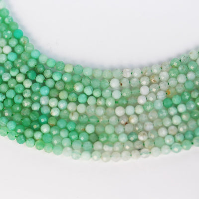 Natural australia chrysoprase 3mm faceted round gemstone beads,15.5", about100 beads, 0.6mm hole