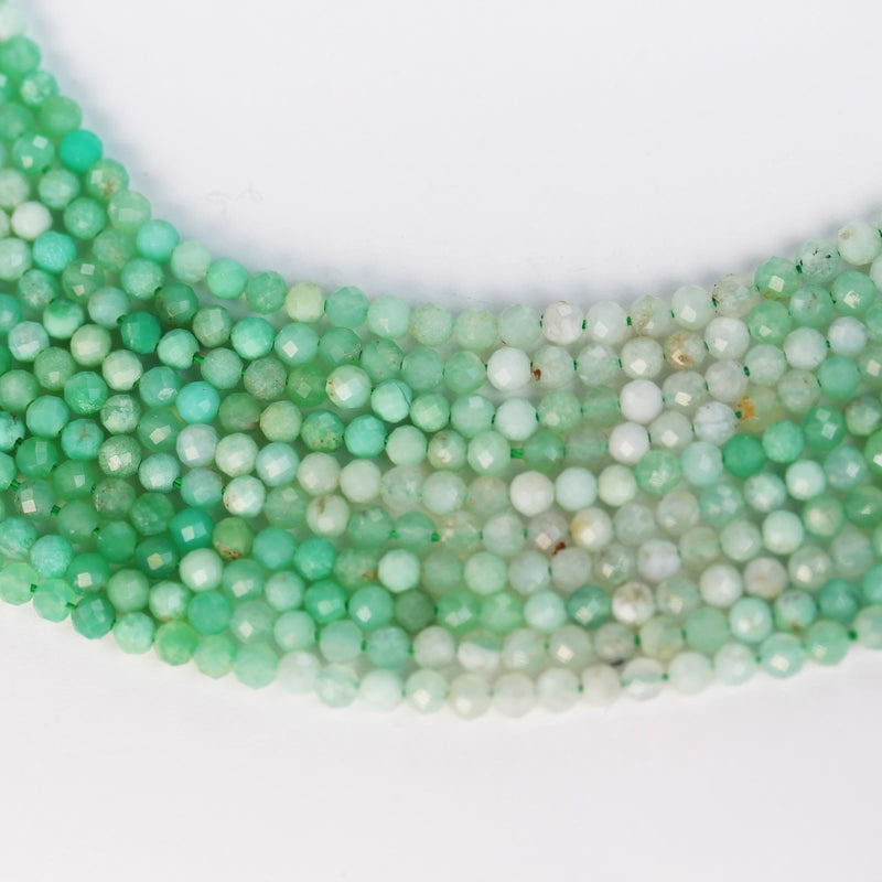 Natural australia chrysoprase 3mm faceted round gemstone beads,15.5", about100 beads, 0.6mm hole