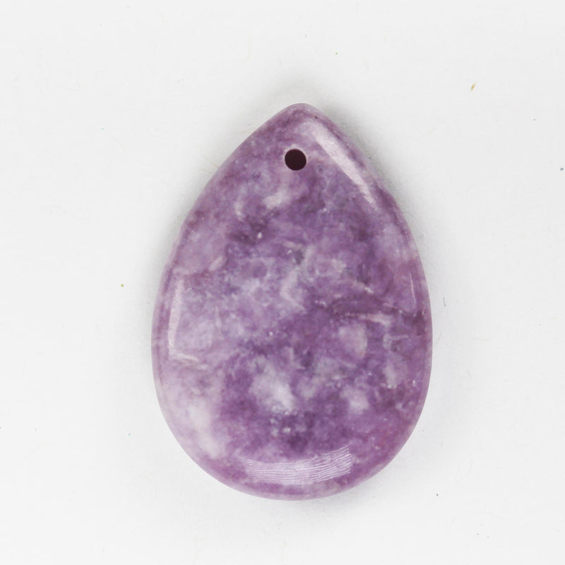 Lepidolite Teardrop Gemstone Pendant, center-drilled pendant, 35mm-25mm