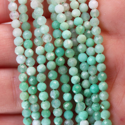 Natural australia chrysoprase 3mm faceted round gemstone beads,15.5", about100 beads, 0.6mm hole