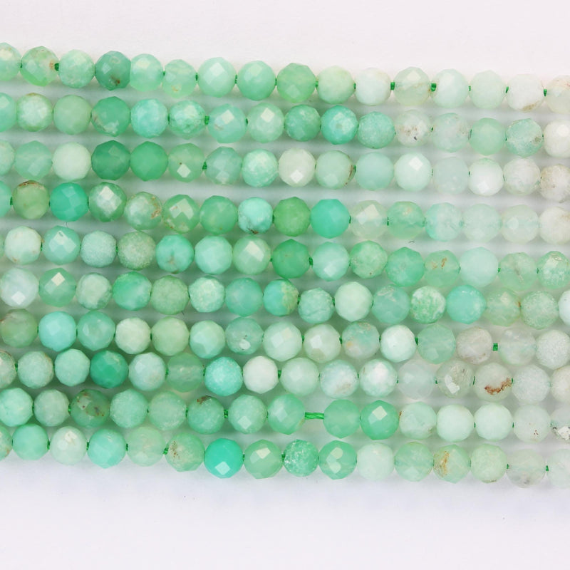 Natural australia chrysoprase 3mm faceted round gemstone beads,15.5", about100 beads, 0.6mm hole