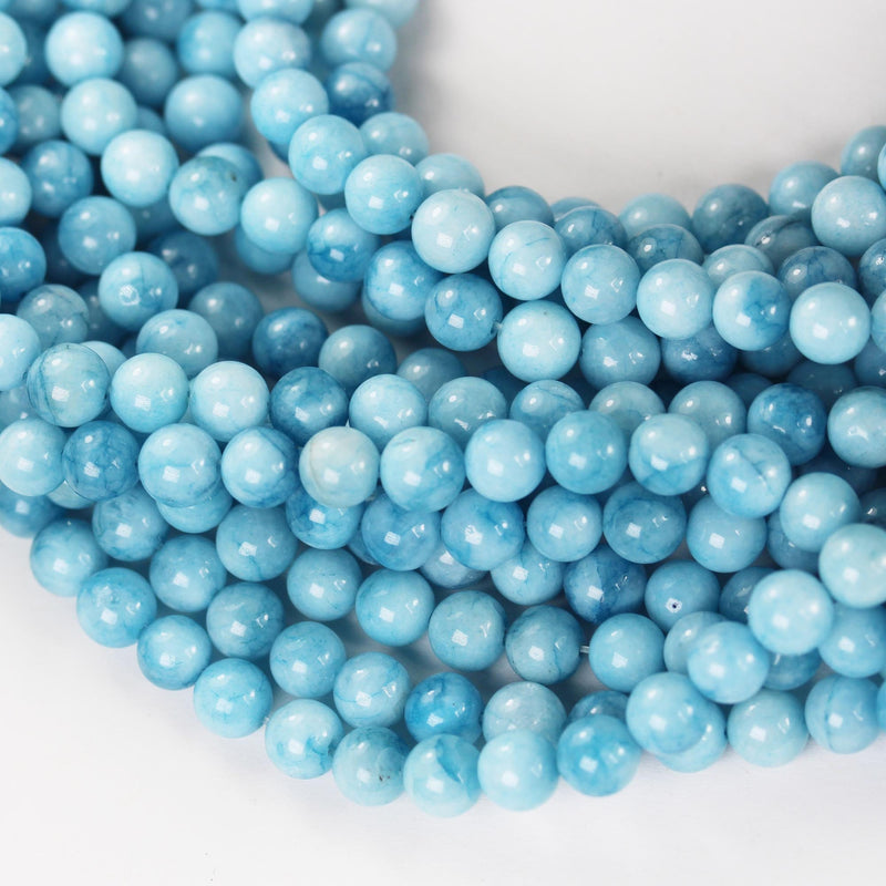 Light Blue Agate, 8mm Round Gemstone Strand,  Light Blue 15.5inch, 1mm hole, about 48 Beads